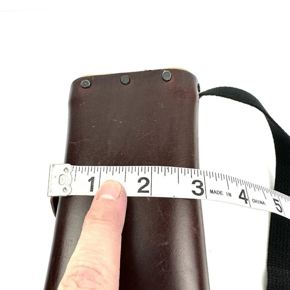 Quiet Leather Works Crossbody Handbag Brown Leather Wood Sides Made in USA Rare - Picture 13 of 13